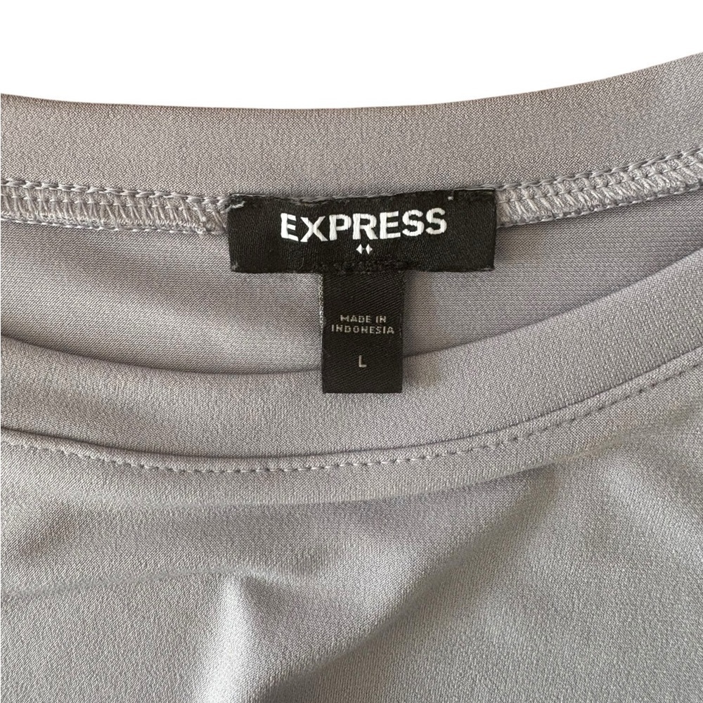 Express Gray Ruched Cuffed Sleeve Tee - Picture 4 of 4